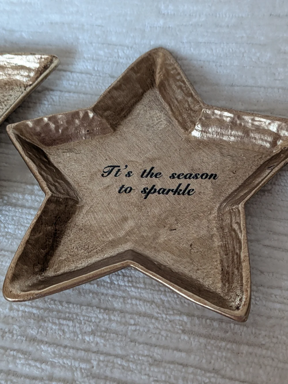 Golden Pewter Star Shaped Trinket Dishes - Set Of 2 Decorative Accents Unused